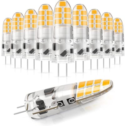 lamp-LED-lampen, 2W (gelijk aan 20W halogeenlampen), warm wit licht 3000K, 12V, niet dimbaar, kleine energiebesparende lampen, geschikt voor afzuigkappen/kroonluchters in de keuken, verpakking van 10 stuks.