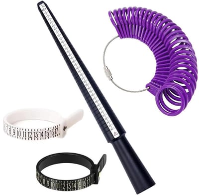 Dailygoods- Ringmeter Professionele Kwaliteit - Vingermaat - Ringmeter voor Ringmeting - Set van 4 - Standaardmaten EU/VS/UK - Hoogwaardig Materiaal - Vingerring
