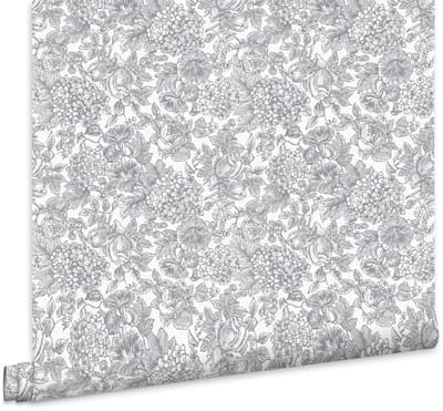 Laura Ashley Louise Behang - Bloemen - 10mx52cm - Grijs