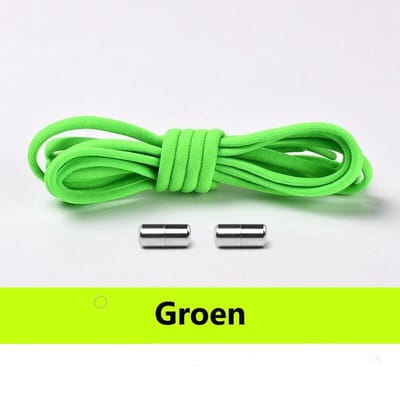 veters elastisch - Groen - veters plat 0.5 cm - veters - elastische veters - sneakers - schoenen - sportschoenen - accessoires - 100 cm - veterschoenen dames - veterschoenen heren - elastische veters kinderen - lock laces