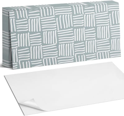 Coloray Plaktegels - Geometrisch lijnenpatroon Zelfklevende Wandtegels - 40 cm x 20 cm - Grijs Plaktegels - 10 stuks - Rechthoek PVC Tegels - Plaktegels Badkamer - Vloertegels Zelfklevend - Vinyl Tegels Zelfklevend - Portugese Tegels