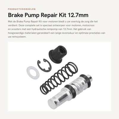 Dailygoods- Rempomp Reparatieset 12.7mm - Piston - Veer - Afdichtingen - Rubber Accessoires - Hoogwaardige Aluminium Legering - Rempompkit