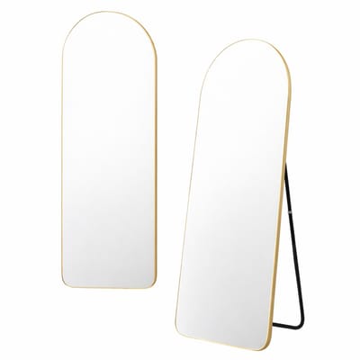 Luxaliving spiegel - Passpiegel 160x50 cm – Grote Staande Spiegel – Ovale Wandspiegel Goud – Staand & Hangend – Full Body Spiegel – Slaapkamer / Hal – Veiligheidsglas