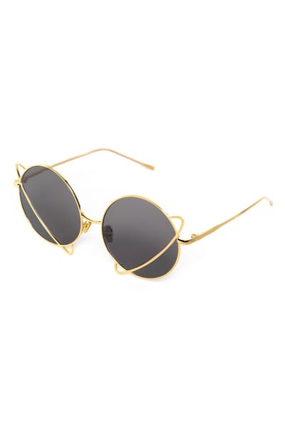 KIMU® Planeet Zonnebril - Goud Montuur - Zwarte Glazen - Saturnus Astrologie Sterrenstelsel Aarde Ringen Space Ruimte Spacebril Planeten Zwart Festival