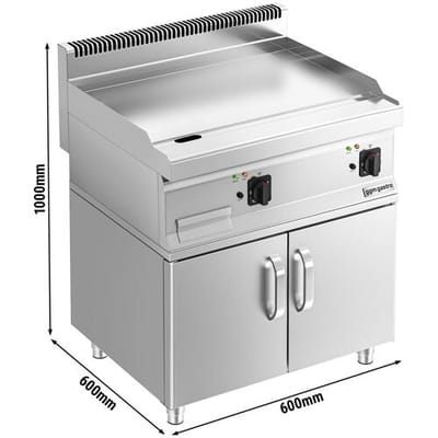 GGM Gastro Elektro Bratplatte - 9 kW - Glatt - inkl. Unterbau mit 2 Türen Zilver