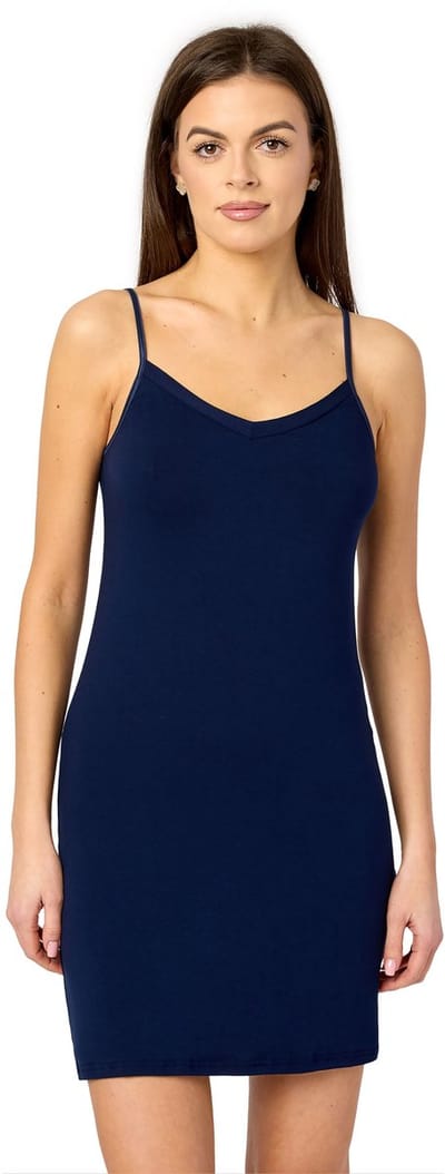 Merry Style MS-MS10-315-UW Dames Onderjurk - Nachthemd - kort - V-neck - verstelbare Spaghetti bandjes - Viscose - Marineblauw - S
