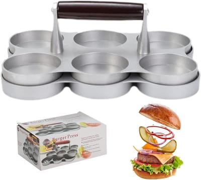 Burgerpers Patty Maker - Vleesvormer - Burgers Maken - Maakt Zes Patties - 23.4 x 15.6 x 9.9 cm - Zilver