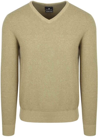 State Of Art Trui Structure V-Neck Groen - Maat M - Heren - Pullovers