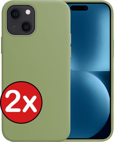 Hoesje - 2 Stuks - Geschikt voor Apple iPhone 15 - Sterk & Shockproof - Telefoonhoes - Back Cover - Case Siliconen - Telefoon Hoes - Groen