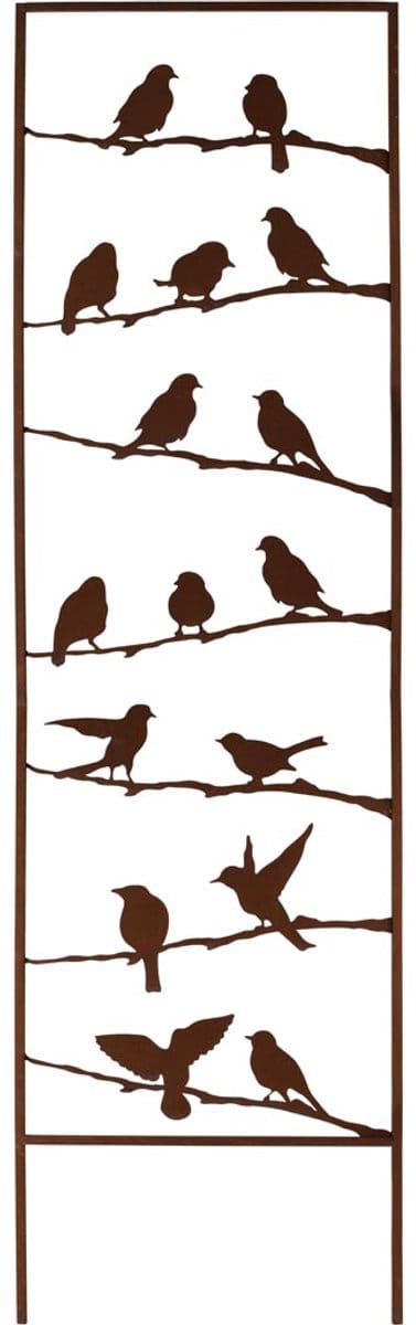 Dekoratief | Tuinprikker frame m/vogels, roest, metaal, 40x140cm | A260487