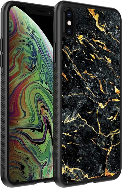 Smartphonica Telefoonhoesje voor iPhone X/Xs met marmer opdruk - TPU backcover case marble design - Goud Zwart geschikt voor Apple iPhone X/10;Apple iPhone Xs