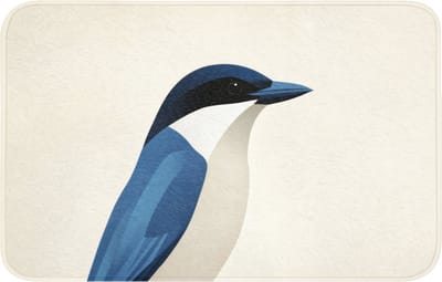 WC mat 80x50 cm - Antislip - Illustratie - Blauw - Vogel - Toiletmat - Vloermat - Douchemat - Toilet tapijt - Toiletmatten