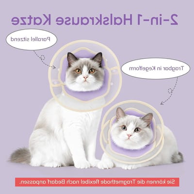 Twee-in-één halsband voor katten met verstelbare maat en veilige sluiting - Paars (M)