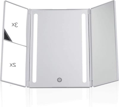 Glamour Mirror make-upspiegel met licht en touchdimmer - LED spiegel wit mat kunststof/spiegel - vergrotende spiegel