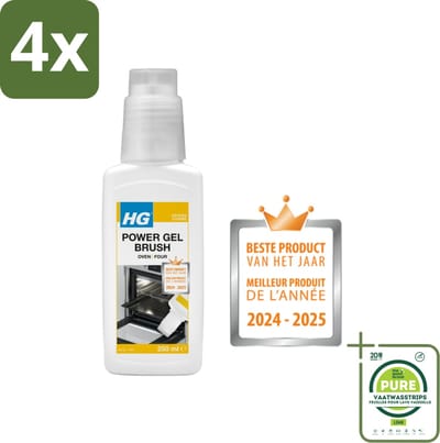 HG - Power Gel Brush Oven - Zeer Hechtende Formule - Inclusief Borsteltje - 250 ml - Voordeelverpakking - 4 stuks - Ovenreiniger - Hardnekkige vlekken