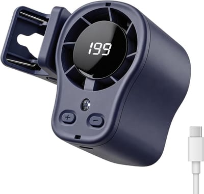 LISM - Autoventilator met clip, display, 360° draaibaar en semi-koelend, handsfree clipventilator, USB-oplaadbare persoonlijke ventilator, Geschikt voor auto, werk en kamperen (donkergrijs)