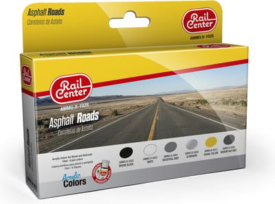 AMMO by Mig Jimenez Hobbyverf Acrylverf - MIG R1025 Rail Center -Asphalt Roads - Acryl Set Verf set - 6 x 17 ml