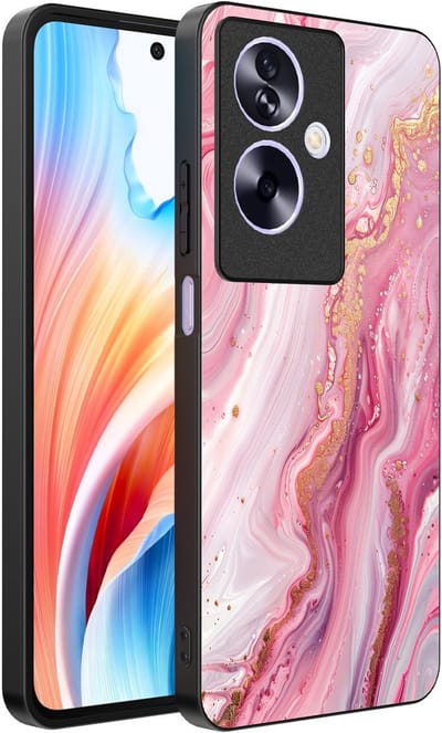 Smartphonica Telefoonhoesje Geschikt voor Oppo A2 - Oppo A79 met marmer opdruk - TPU backcover case marble design - Roze geschikt voor Oppo A2;Oppo A79