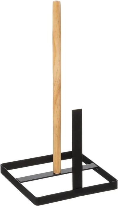 5Five Keukenrolhouder Masterplan - ijzer/hout - 15 x 30 cm - zwart - Keukenbenodigdheden - Keukenpapier/keukenrol