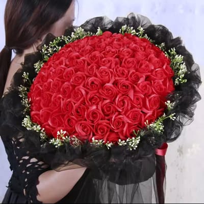 99 Rozen Boeket Simulatie Zeep Bloem Voor Vriendin Valentijnsdag Gift Verkering Voorstel Huwelijk Bekentenis rood