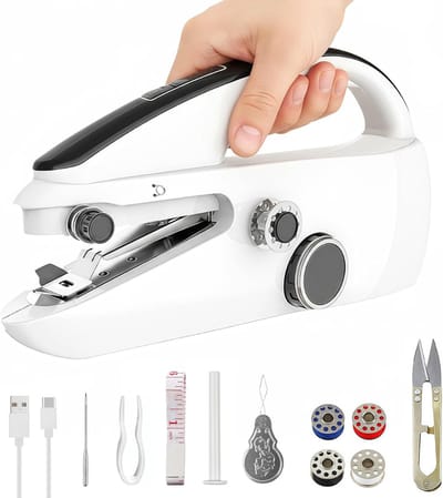 Handnaaimachine - Elektrische Handnaaimachine Voor Beginners – Snel Naaien, Draagbare Mininaaimachine Met Naaiaccessoires – Overlockmachine Op Batterijen En Via USB – Compact, Ideaal Voor Thuis En Op Reis