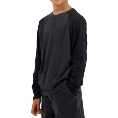 Brave Soul Raglan-T-shirt met lange mouwen voor jongens (Donker houtskool)