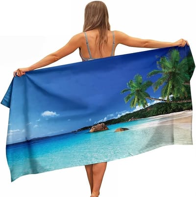 Famanu – Microvezel handdoek - strand en zee - 160 x 80 cm - lichte reishanddoek - sneldrogend - badhanddoek - strandhanddoek - saunahanddoek - microvezel - reizen - sport - yoga - sauna - fitness - dubbelzijdig