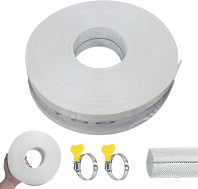 Geweven slang - Platte rolslang - Afvoeren water - Inklapbaar ontwerp - 20 meter - Wit