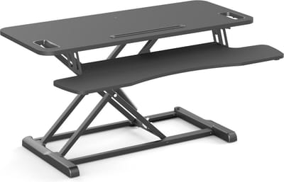 Worktrainer - UPdesk Cross Large - Hoogte 11 cm - 50,5 cm - Breedte 41,5 x 90 cm - Bureau verhoger - Monitor verhoger - In hoogte verstelbaar - Zwart - Gasveer bediening