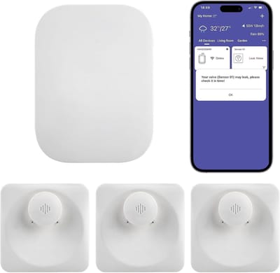 Watermelder Sensor - Noodsituatie Melder - Voorkom Waterschade - Directe App Meldingen - IP66 Waterdicht - Wit