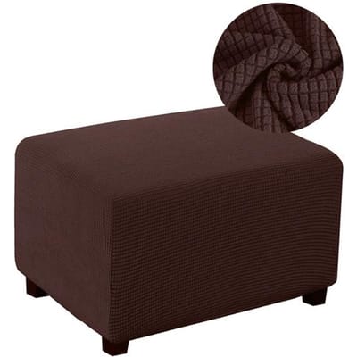 2 maten voetenbankhoes Jacquard stoffen voetenbankhoes Flexibele meubelbescherming Verwijderbare voetenbankhoes voor thuis XL Size donkere koffiekleur