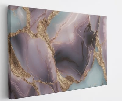 Saammp Canvas Schilderij - Paars blauw marmer - Abstract - 60x40 - Foto op canvas - Wanddecoratie - Muurdecoratie Woonkamer - Slaapkamer decoratie - Canvas Print