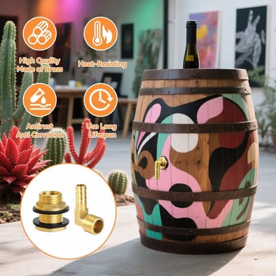 2pcs Tank Screw Connection Brass Tank Feeder 1/2 Inch AG 3/8 Inch IG - Rain Barrel Feeder with Hose Tube - Hose Clamps - Teflon Tape - voor Water Tanks - Reservoirs
