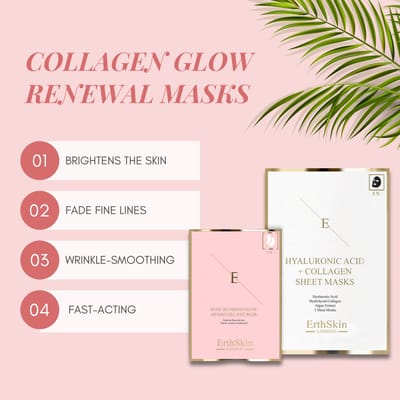 Hyaluronzuur & Collageen Masker - 3 vellen + Rose Blossom Glow Hydro-Gel Oogkompressen 5 X 2