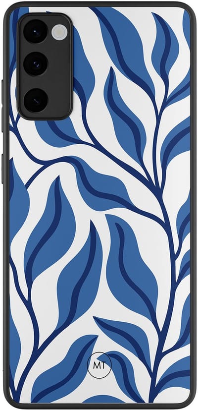 Hoesje geschikt voor Samsung Galaxy S20 FE - Blue leaves - TPU Hard Case Backcover - Blauw - Mooie Telefoonhoesjes