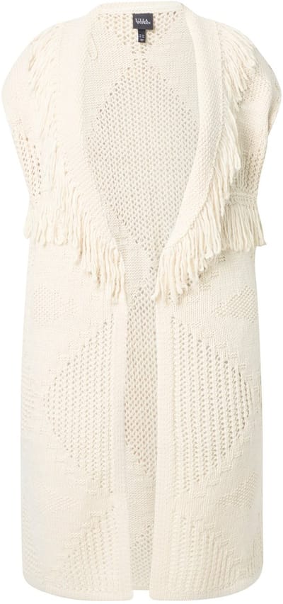 Ulla Popken - Dames - Gebreid vest lang oversized open model ruiten - Donker kiezel - Maat 62+