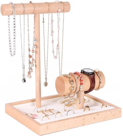 Sieraden Organizer - Sieradenboom Display - Sieraden Opbergen - Houten T-vorm - 25 cm - Bruin