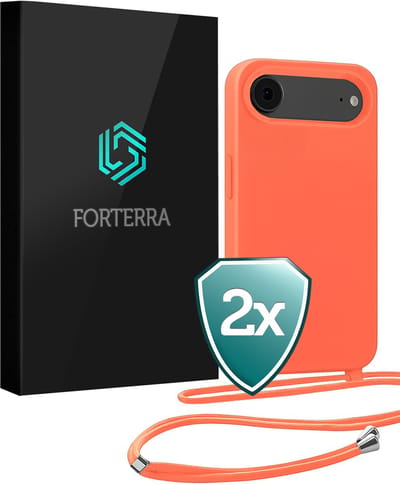 Hoesje Geschikt voor iPhone Air Case Siliconen Hoes Met Koord - Hoes Geschikt voor iPhone Air Met Telefoonkoord Hoesje Backcover - Papaya - 2 PACK
