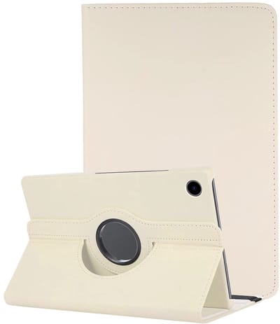 Hoesje - Geschikt voor Samsung Galaxy Tab A9 - 360 Graden Draaibare Hard Cover Case - Tablet Hoes Draaibaar - Wit