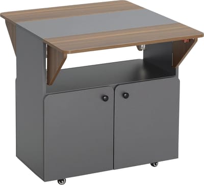 Keukeneiland - Verplaatsbaar - Keukenkast - Dressoir - Organizer - Kasten - Houten Werkblad - Lade - Lichtgrijs / Donkerbruin