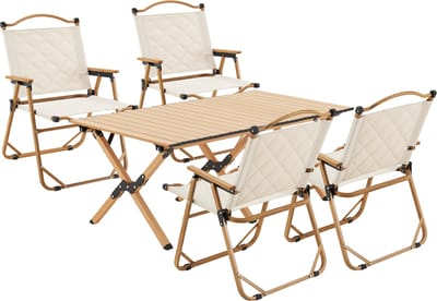 Tuinset Botrugno 5-delig campingset houtkleurig en beige casa.pro