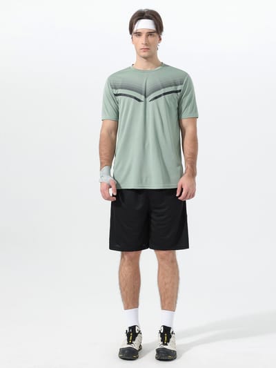 YOUTHUP Heren Tweekleurige Sneldrogende Sportset – Rond Hals T-shirt met Korte Broek - S
