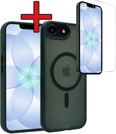 Hoesje - Met Screenprotector - Geschikt voor Apple iPhone 17e - Magsafe Compatible - Sterk & Shockproof - Shock Proof Case - Back Cover - Telefoon Hoes - Telefoonhoes - Donkergroen