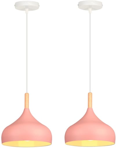 2 Stuks Hanglamp Woonkamer Moderne Plafondlamp E27 Kroonluchter voor Slaapkamer Keuken Hal Roze