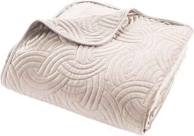 douceur d'intérieur, Gewatteerde sprei (220 x 240 cm) en 2 kussenslopen (60 x 60 cm) Solange natuur, effen fluweel