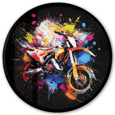 Poster in lijst Rond - Fotolijst 40x40 cm - Posters - Graffiti - Sport - Motor - Motorcross - Ronde posterlijst zwart - Decoratie - Wanddecoratie woonkamer - Muurdecoratie slaapkamer