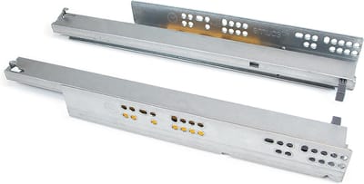 Emuca Set verborgen ladegeleiders, met kogellager, 250 mm, volledige opening, met push, Verzinkt
