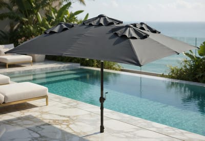 Luxe Dubbele Parasol 300x150 cm - 300x150 cm - Antraciet - 300x150 cm Zwenkarm & Knikfunctie - Medahomestore