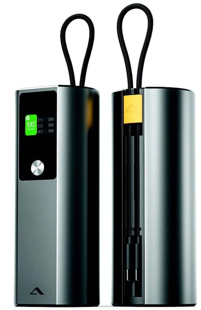 Alogic Ark Pro 3-poorts powerbank (27.600 mAh/160W) – Snel USB-C opladen – Informatief display – Grootste batterij toegestaan op vliegtuigen - Grijs