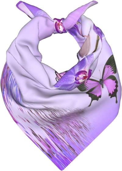 Vierkante Sjaal - Hoofdband Nekaccessoire - Dagelijkse Mode - Zijdezachte Satijn - 50x50 cm - Paars Vlinderprint